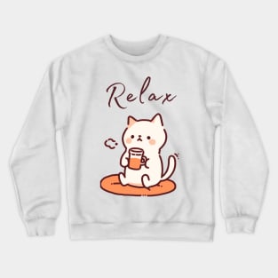 Purrfectly Relaxed Cat with Coffee Crewneck Sweatshirt